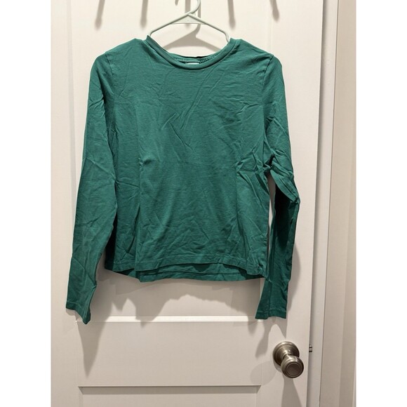 Victoria's Secret PINK Long Sleeve Green Cropped Long Sleeve T Shirt Size Large - Picture 1 of 3